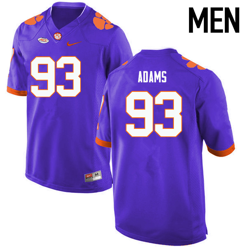 Men Clemson Tigers #93 Gaines Adams College Football Jerseys-Purple